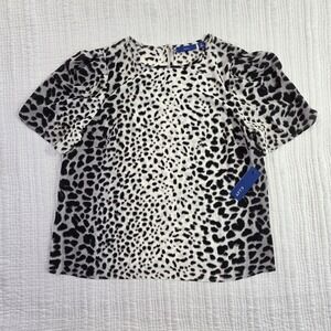 Apt 9 M NWT Cheetah Gathered Shoulder‎ Keyhole Top Mob Wife Y2K Animal Print